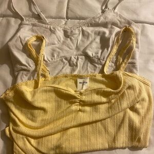 Hollister Ribbed Crop Camisoles in Yellow and Cream